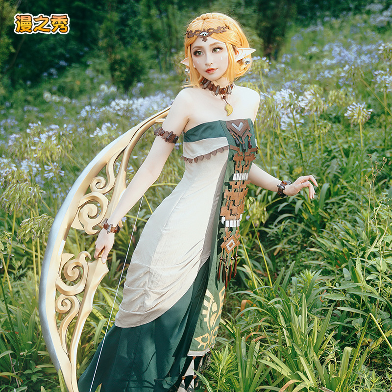 漫之秀 塞尔达传说王国之泪 塞尔达公主裙cos服 动漫游戏cosplay