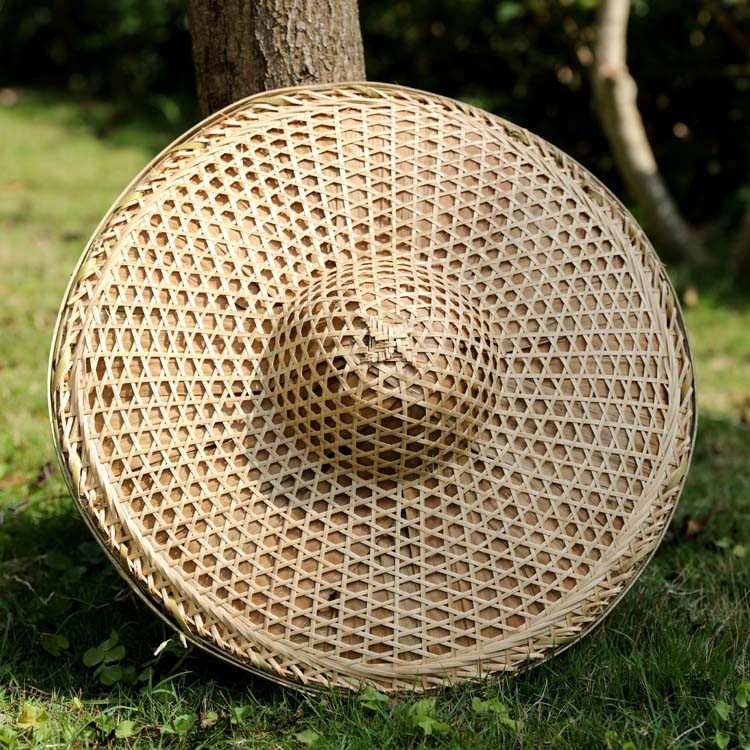 竹编竹叶帽竹编斗笠帽钓鱼帽渔夫帽遮阳帽红军斗笠帽竹编装饰帽子