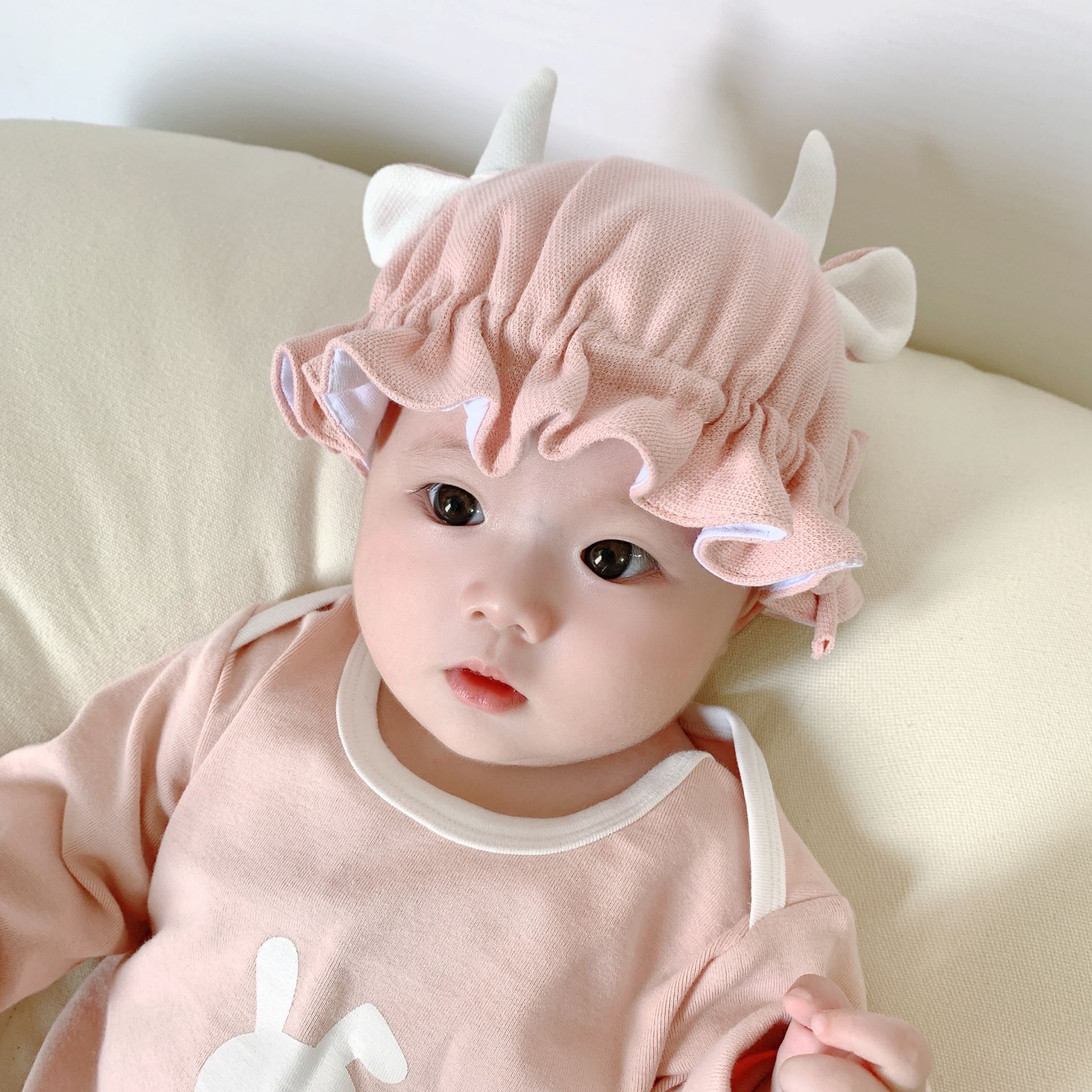 婴儿帽子春秋薄款婴幼儿纯棉胎帽男宝宝女可爱超萌新生儿帽秋冬季