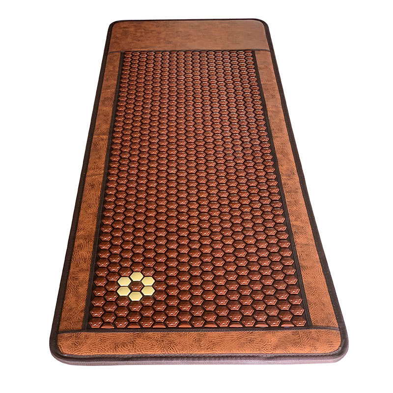 可喜安麦饭石碳纤维加热床垫单人冬季棕色皮革海绵加厚美容院送礼