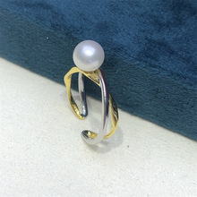 新款珍珠戒指银配件 通体S925银戒指珍珠托DIY珍珠银配件