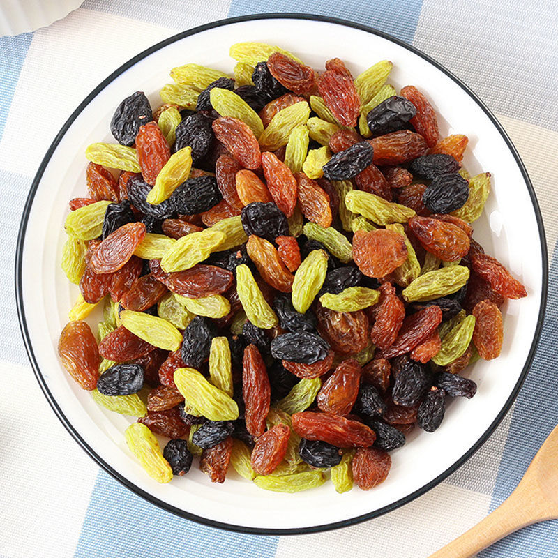 新疆葡萄干特产彩色袋装净重500g大黑加仑红绿混合三色免洗亚马逊