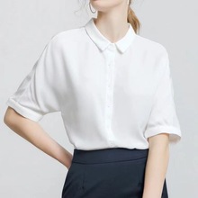夏新款职业白衬衫女短袖雪纺工作服正装半袖上衣通勤气质衬衣