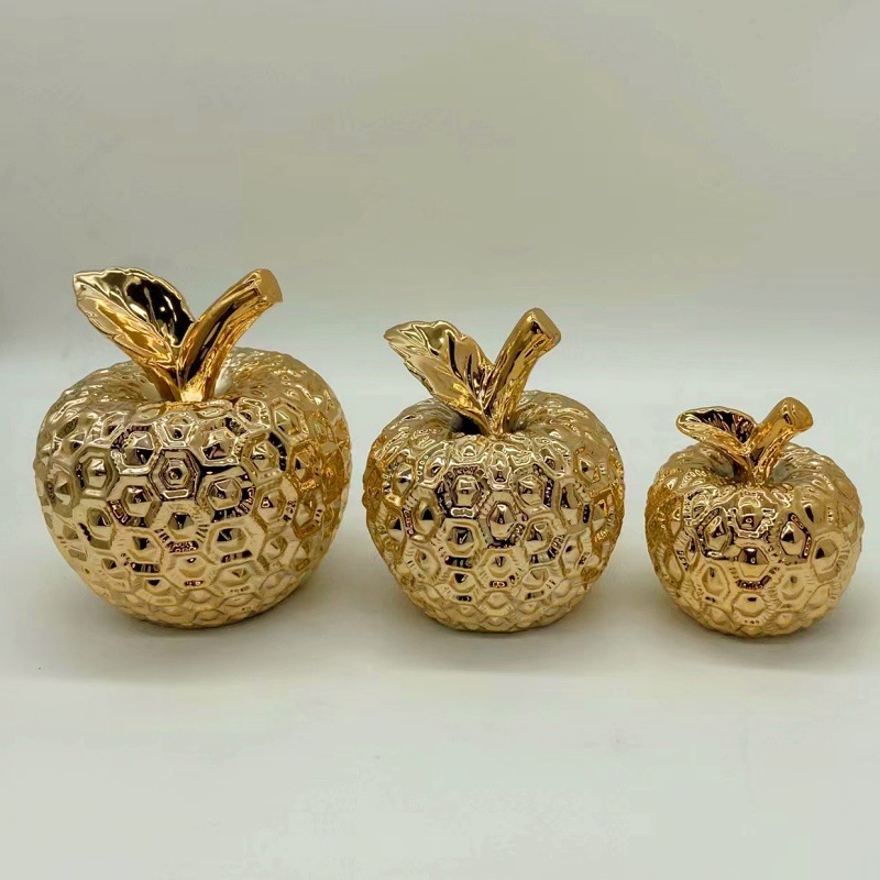 Fruit Apple Electroplating Golden Champagne Golden Pineapple Pineapple Ceramic Decoration Home Ornament Furnishing Crafts 12