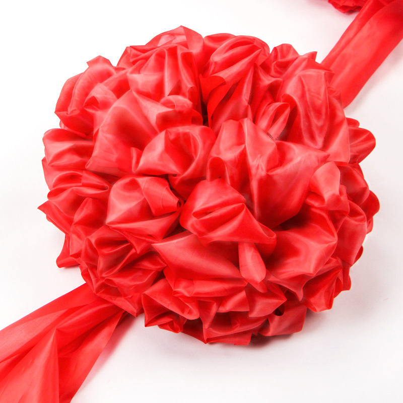 剪彩大红花球新汽车交车结婚绸子大红花小绣球红纱布开业庆典套装