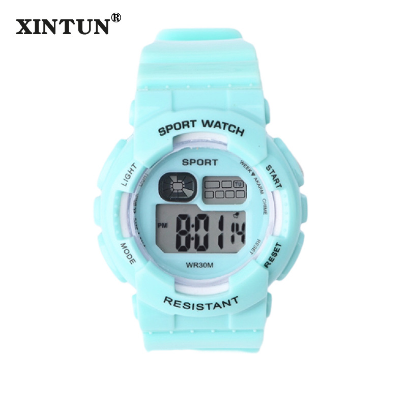 Xintun Children's Electronic Watch Led Waterproof Shockproof Sport Watch Macaron Luminous Student Watch Factory Wholesale