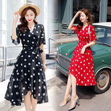 连衣裙2023年夏季新款女装韩版设计感小众短袖波点裙子圆点小红