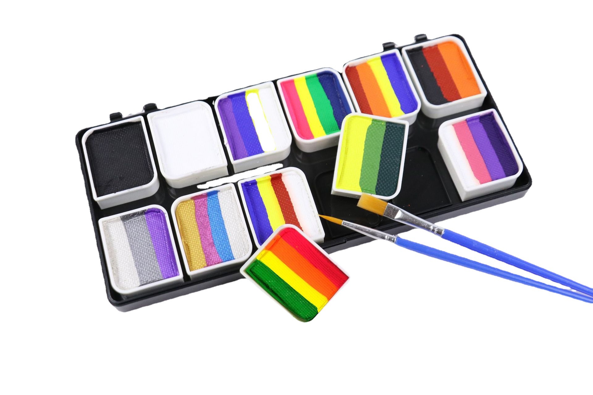 图片款12色10克彩虹条调色盘可水洗人体彩绘颜料盘儿童节日彩绘