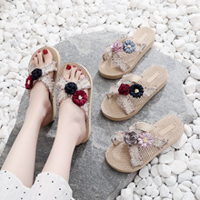 【东南亚风情鞋】夏季小香风外穿度假海边交叉拖女坡跟花朵沙滩鞋