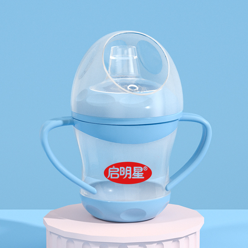 Drop-Resistant Pp Baby No-Spill Cup Baby Large Diameter Double-Word Duckbill Water Cup with Handle Maternal and Child Supplies 160ml