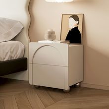 奶油风床头柜现代简约实木轻奢高级感网红创意白色卧室小型床边柜