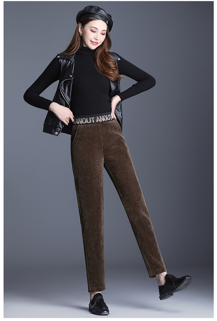 2083细条纹休闲女裤灯芯绒