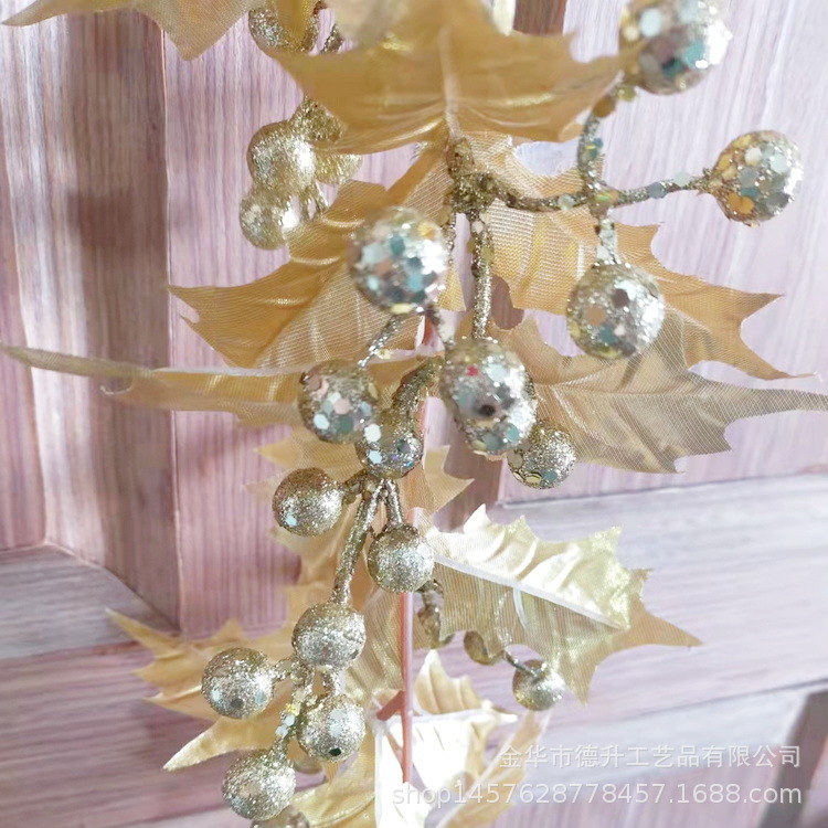 DSEN Manufacturers Supply Hotel Mall Scene Decoration Christmas Ornaments Golden Fruit Golden Leaf Bracelet Rattan DIY