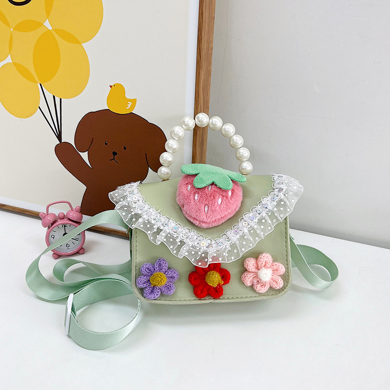 Children's Bag Pearl Hand Crossbody Bag Girls' Lace Princess Bag Little Girl Coin Purse Accessories Small Bag