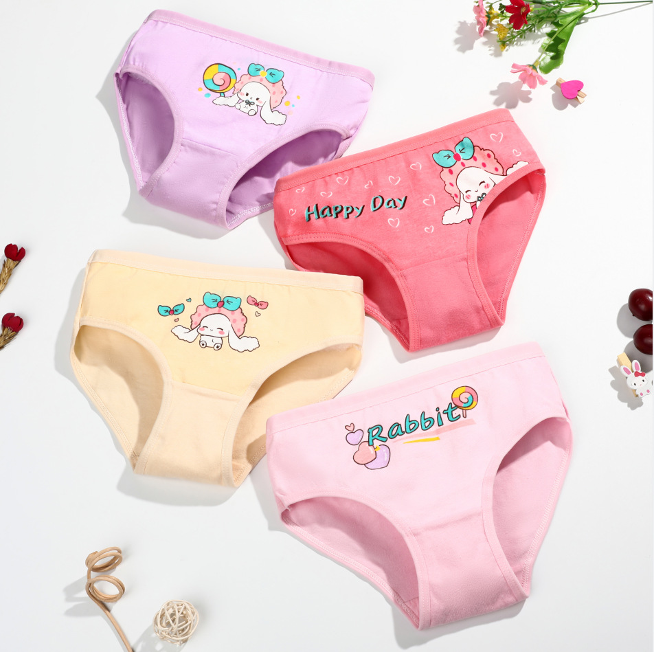 New Cotton Children's Underwear 2-12 Years Old Girls' Underwear Briefs Baby Primary School Underpants Factory Direct Sales