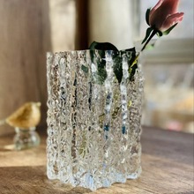 出口北欧ins冰川水晶玻璃花瓶菱形花瓣口水养插花器水培家居摆件