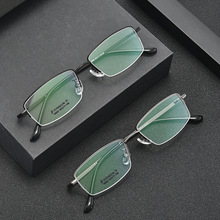 超轻男款时尚半框纯钛近视眼镜架双色电镀眼镜框超亲β钛商务潮流