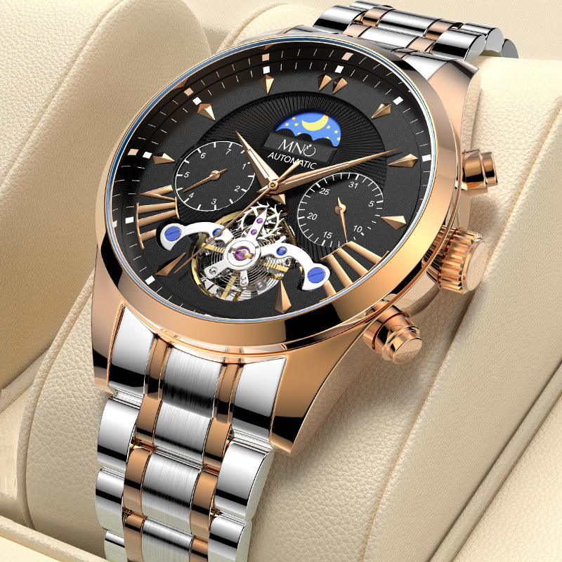 日月星辰机械表男表全自动镂空透底批发引流爆款男士手表高档正品