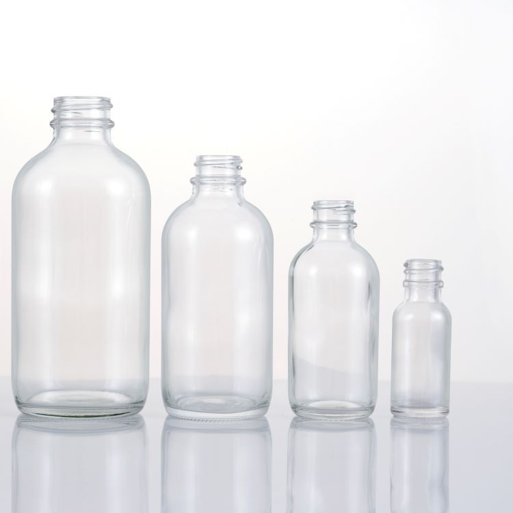 现货批发15ml-500ml透明波斯顿玻璃瓶精油分装瓶可配胶木盖喷雾盖