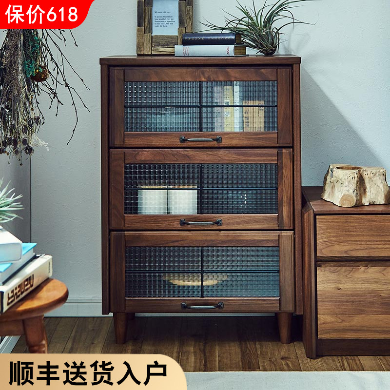 7k美式实木书柜儿童多层带玻璃门书橱书房落地储物柜收纳柜餐边柜