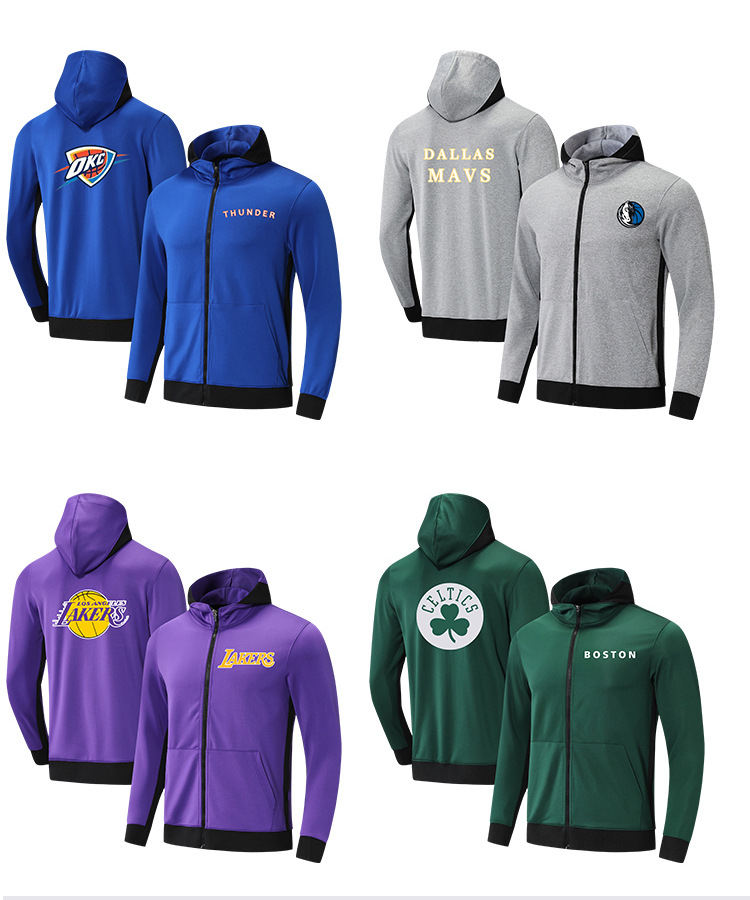 篮球出场服套装篮球训练服连帽长袖运动篮网外套男热身印制秋冬