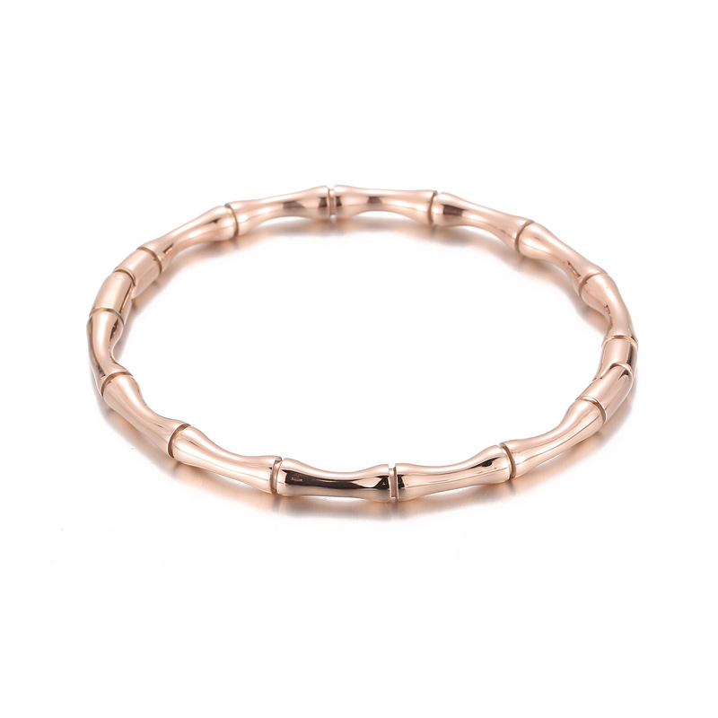 Cross-Border Foreign Trade Heavy Industry Bamboo Women's Bracelet Stainless Steel Electroplated 18K Gold Festival High Light Luxury Fashion Bracelet