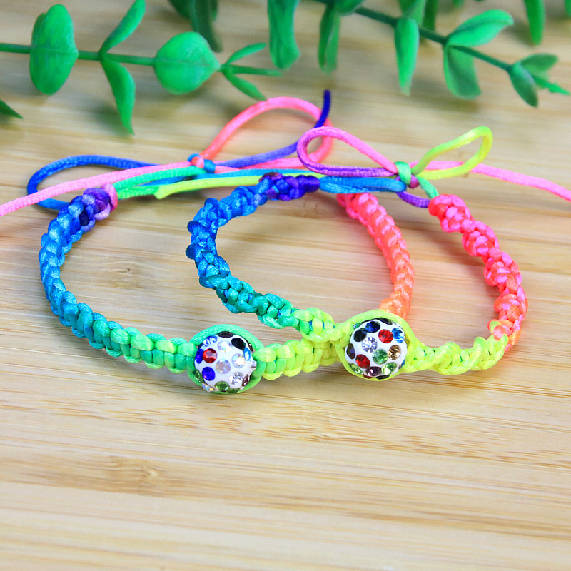 本命年转运水钻球端午节五彩绳手链手工编织幸运平结彩线手绳饰品