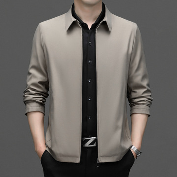 行政夹克爸爸装中年款春秋季穿上衣领导单位外套翻领茄克男式外套