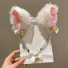 兔子耳朵发箍项圈猫铃铛头箍发饰发卡女可爱白色小头饰品一件代发