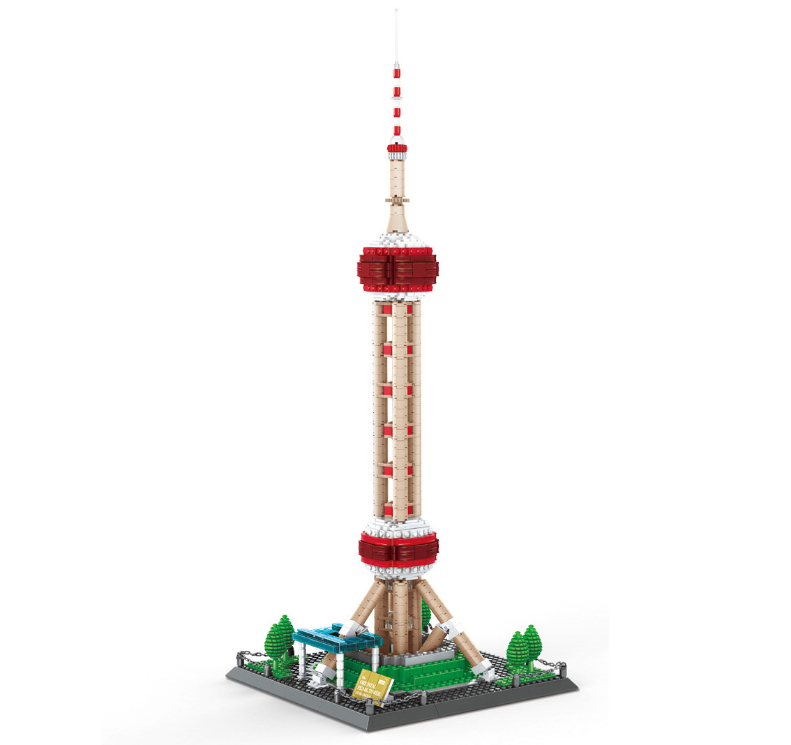 万格5224中国上海东方明珠世界名建筑模型儿童塑料小颗粒积木