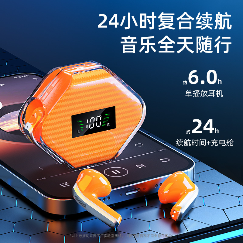 新款k8无线tws蓝牙耳机水晶透明挂绳长续航enc降噪延迟游戏耳机