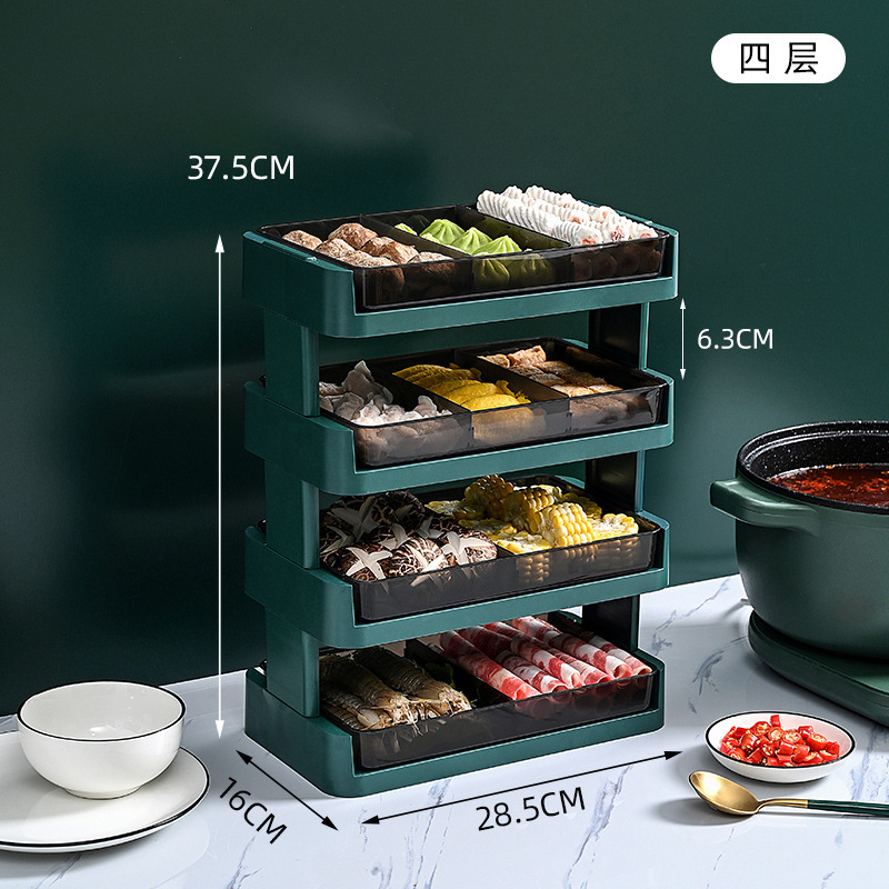 Kitchen Multi-Layer Dish Domestic Hot Pot Vegetable Multi-Functional Side Dish Plate Hot Pot Dish 0714