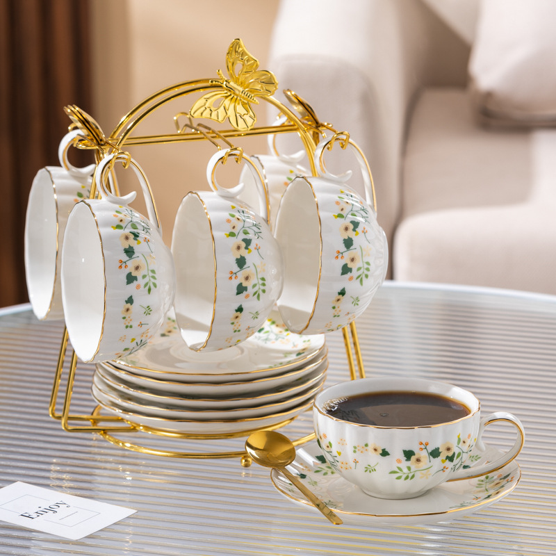 European Light Luxury Coffee Cup Suit British Style Afternoon Tea Teaware High-Grade Exquisite Scented Tea Cup Ceramic Coffee Set