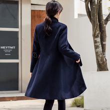 七谷娘黑色气质风衣女2022今年流行的冬季新款韩版大衣宽松长外套