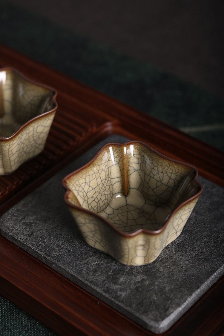 龙泉仿古主人杯青瓷传世哥窑四方茶盏手工杯功夫茶具套装单杯茶碗