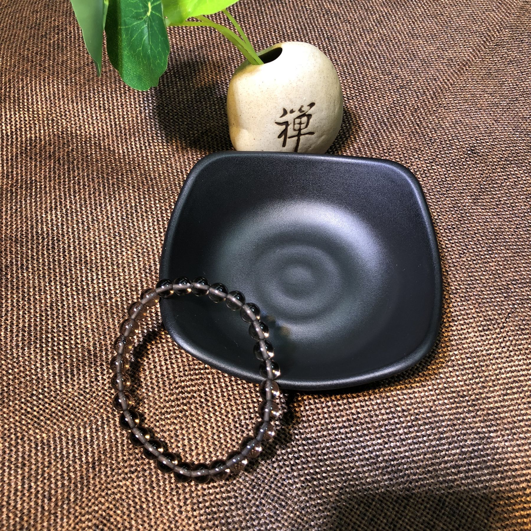 天然茶色黑曜石冰曜水晶手链 烟晶茶晶茶曜手串手链男女情侣水晶