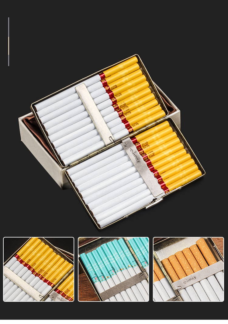 加长细支烟盒20支装男女士细烟香烟盒超薄创意复古青铜烟盒子批发