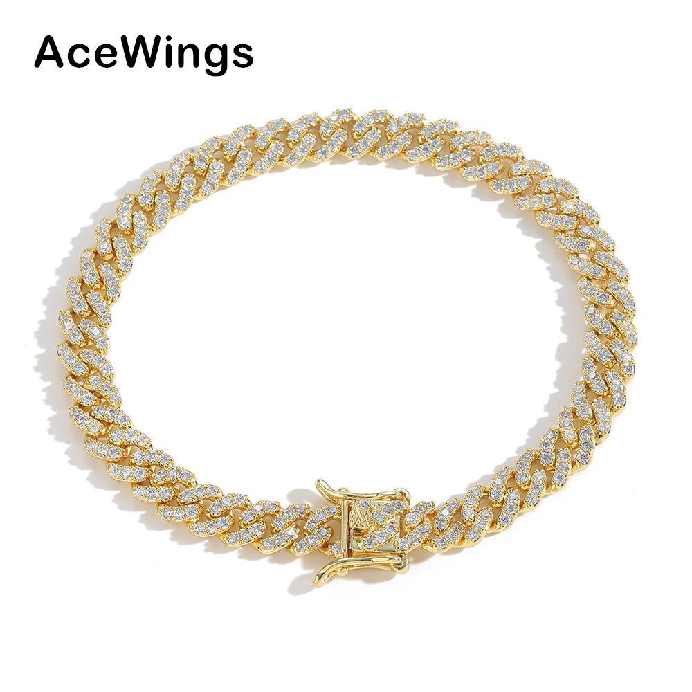 6mm女士细古巴手链 铜镶锆石古巴手链 3颗锆石男女士情侣古巴链