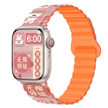 适用苹果iwatch8硅胶磁吸applewatch7/6/se/5/4代创意45/41新款透