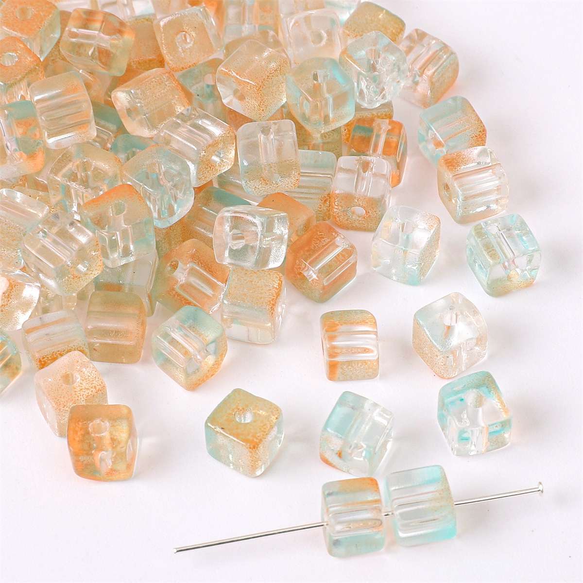 7mm Super Excellent Glass Magic Color Gradient Square Sugar Beads Bead Handmade Diy String Beads Materials Making Bracelet Jewelry Accessories