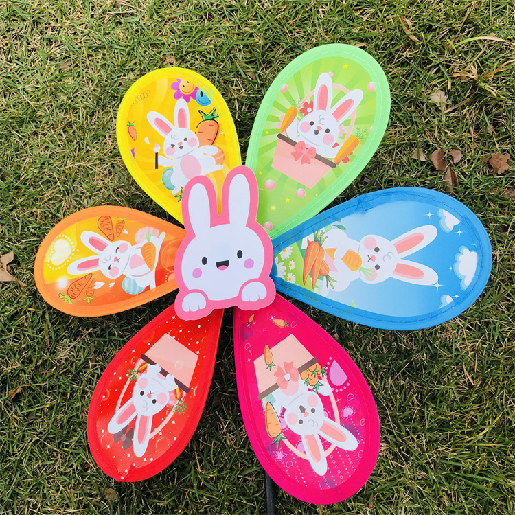 New Cartoon Rabbit Windmill Creative Decorating Windmill Rabbit Year Outdoor Activities Hand Holding Pinwheel