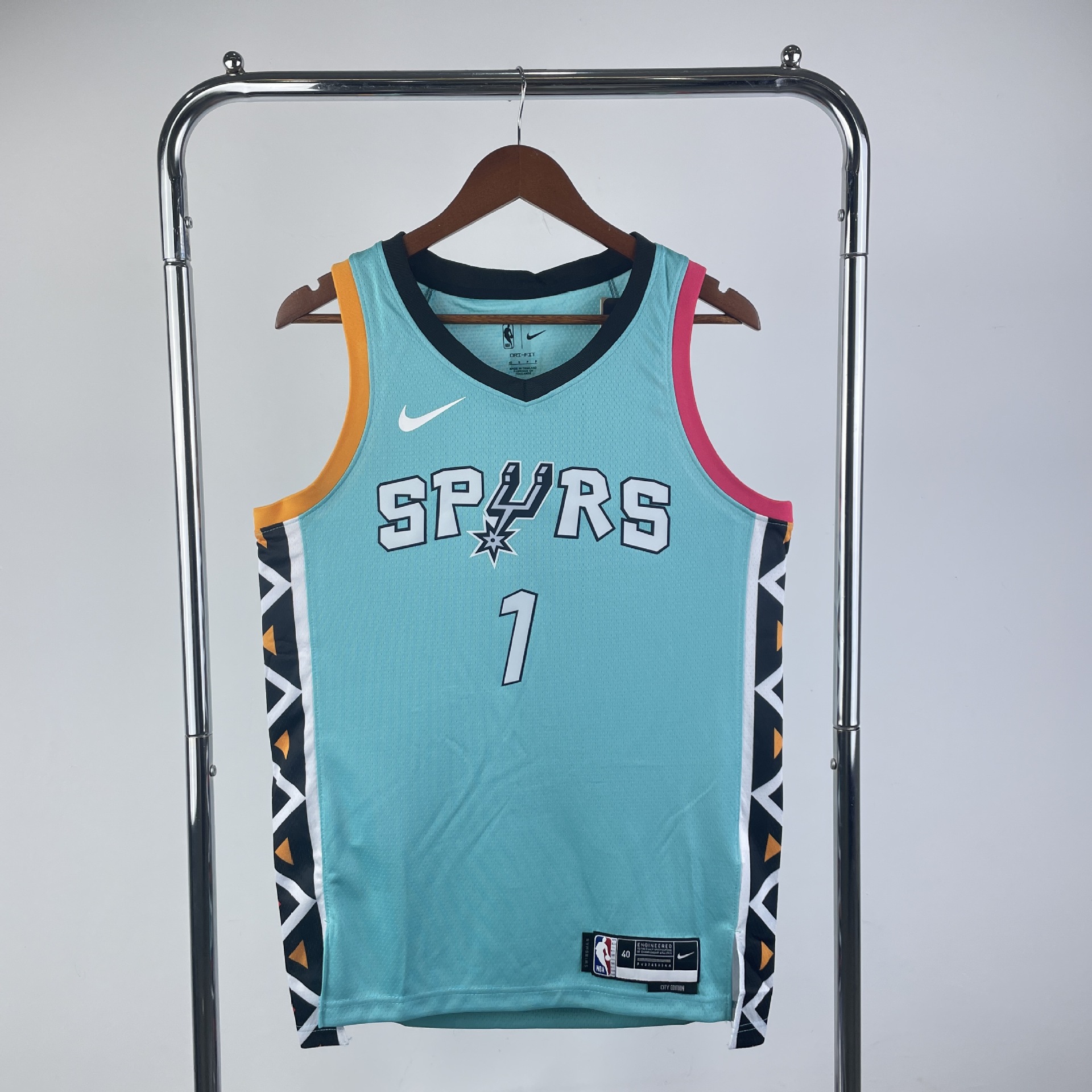 23赛季马刺队 城市版1号 文班亚马 10号 索汗 9号 帕克nba球衣