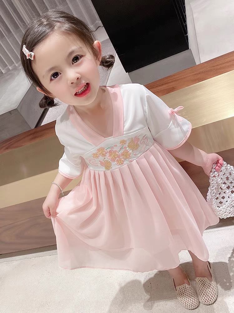 儿童汉服女童古装超仙女宝宝夏中国风襦裙连衣裙夏装3岁小童唐装