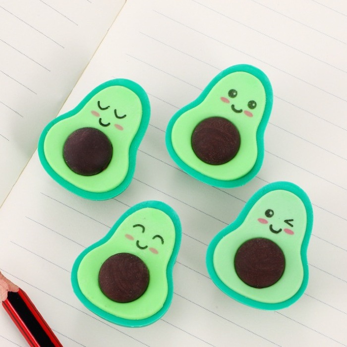 Cute Expression Avocado Eraser Student Creativity Fresh Fruit Stationery Primary School Student Gift Wholesale