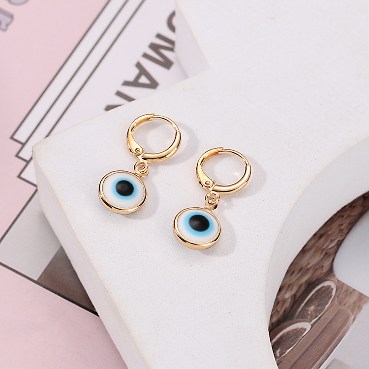 Europe and America Cross Border Multi-Color Copper Edging Devil's Eye Ear Ring Blue Eye Eardrops Earrings Fashion Personality Earrings