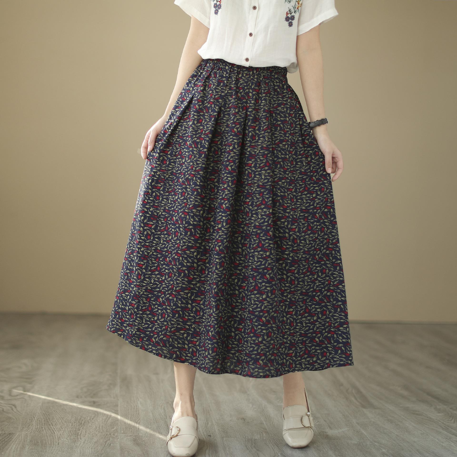 棉麻文艺范半身裙图片