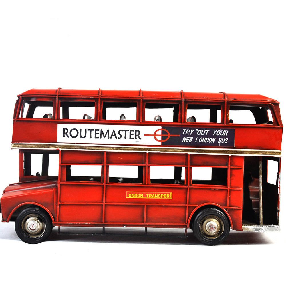 金属工艺品迷你伦敦双层小巴士创意礼品欧式复古简约橱窗家居摆件