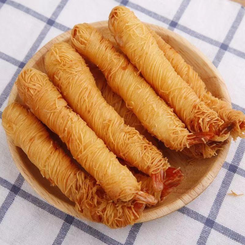 千丝万缕虾裹粉金丝虾油炸小吃半成品天妇罗虾黄金面线虾油炸大虾