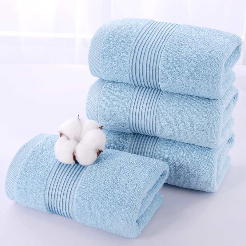 Pure Cotton Face Washing Towel Light Blue Two Pieces of Broken Gear Household Pure Cotton Towels [Points Same Style as Those Sold in Malls]]