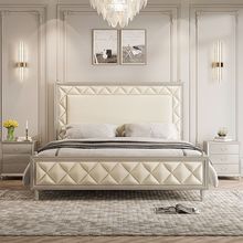 轻奢风床1.8米主卧大床现代简约欧式储物双人婚床1.5米卧室美式床